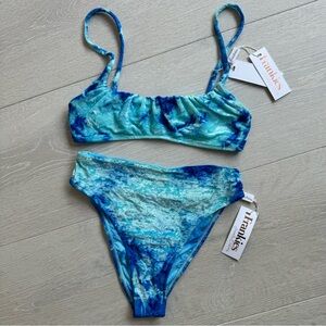 Frankies Bikinis Aqua Tie Dye Velvet Bikini Set